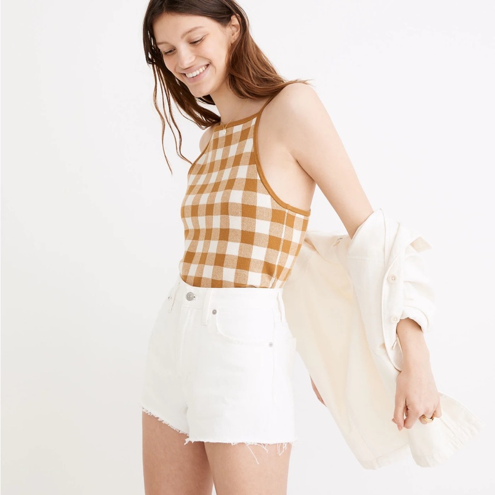 Madewell Gold Checkered Tank Top